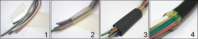 Application of Melt-Wrap tape to wire bundle